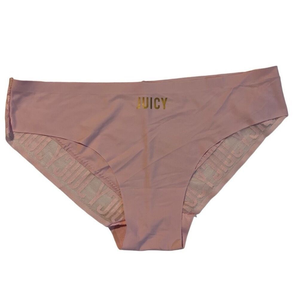 JUICY COUTURE PINK PANTY SIZE S WITH JUICY WRITTEN IN LACE ON BACK OF LEGS